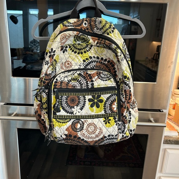 Vera Bradley Handbags - Vera Bradley Black and Green Patterned Backpack, very slight wear, overall GUC